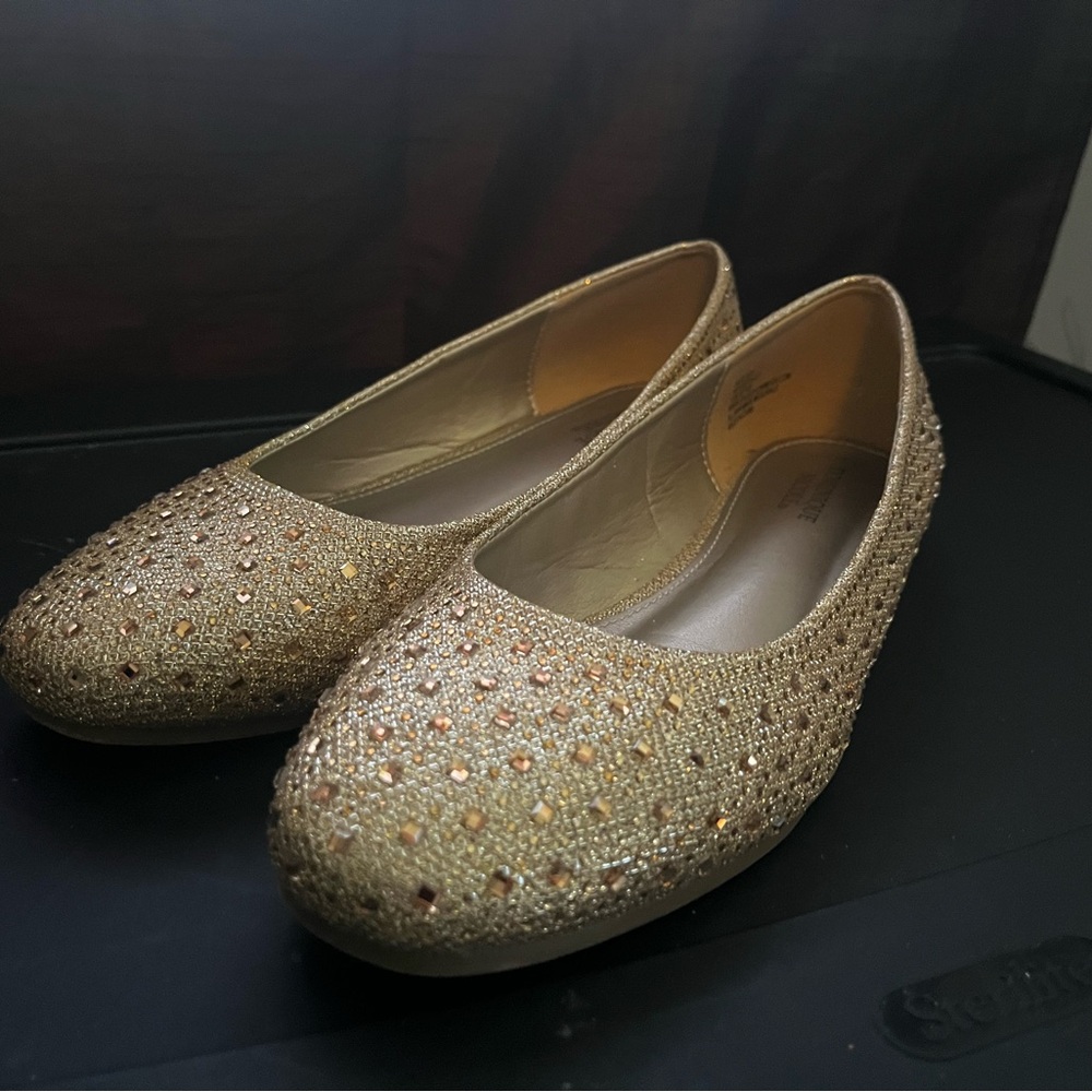 Dominique Nicole Gold Embellished Flats